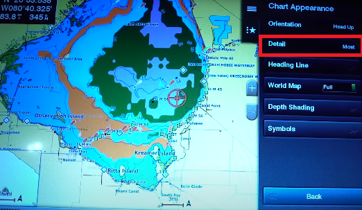 Chart Appearance Detail Options in Garmin Fish Finders