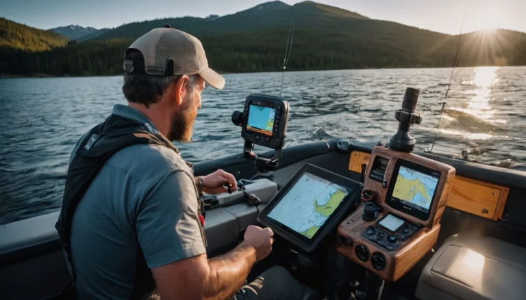 A fisherman uses a Garmin Fish Finder on a boat.