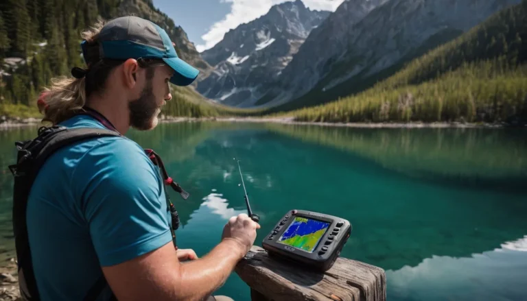 A Garmin Fish Finder measures the depth of a crystal clear lake.